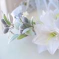 光触媒アートフラワー・ホワイトオリーブリース(造花)直径20〜25cm長さ35cm