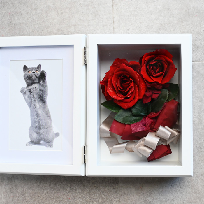 花の保存・2Lフォトフレーム縦 2.3花デザイン白枠