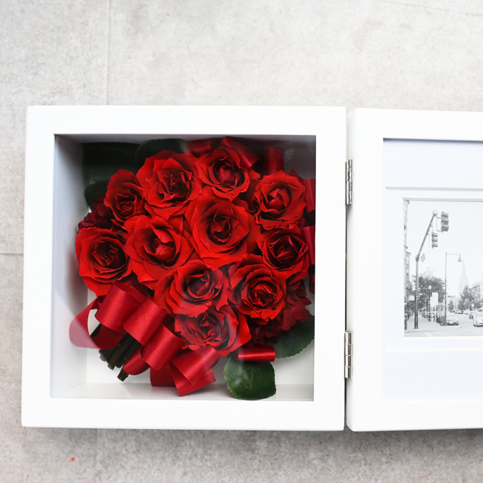 花の保存・6花まで~12花木製フォトフレーム正方形ホワイト