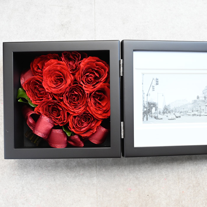 花の保存・6~12花おすすめ木製正方形フォトフレームブラウン