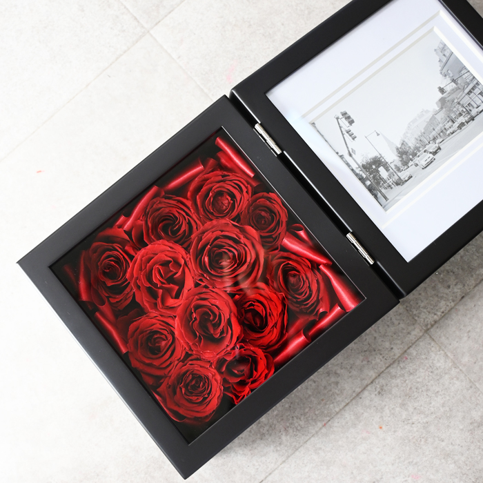 花の保存・6~12花おすすめ木製正方形フォトフレームブラウン