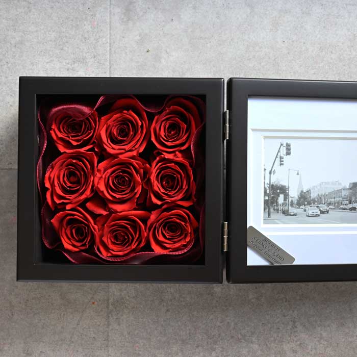 花の保存・6~12花おすすめ木製正方形フォトフレームブラウン