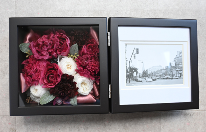 花の保存・6~12花おすすめ木製正方形フォトフレームブラウン