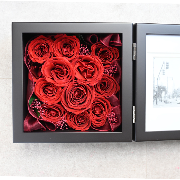 花の保存・6~12花おすすめ木製正方形フォトフレームブラウン