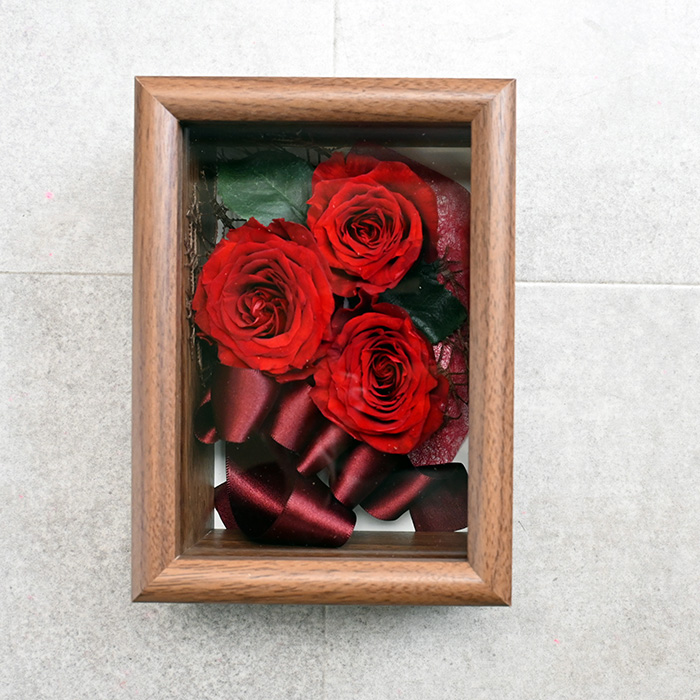 花の保存・ウッド調ミニフレーム長方形2.3花用