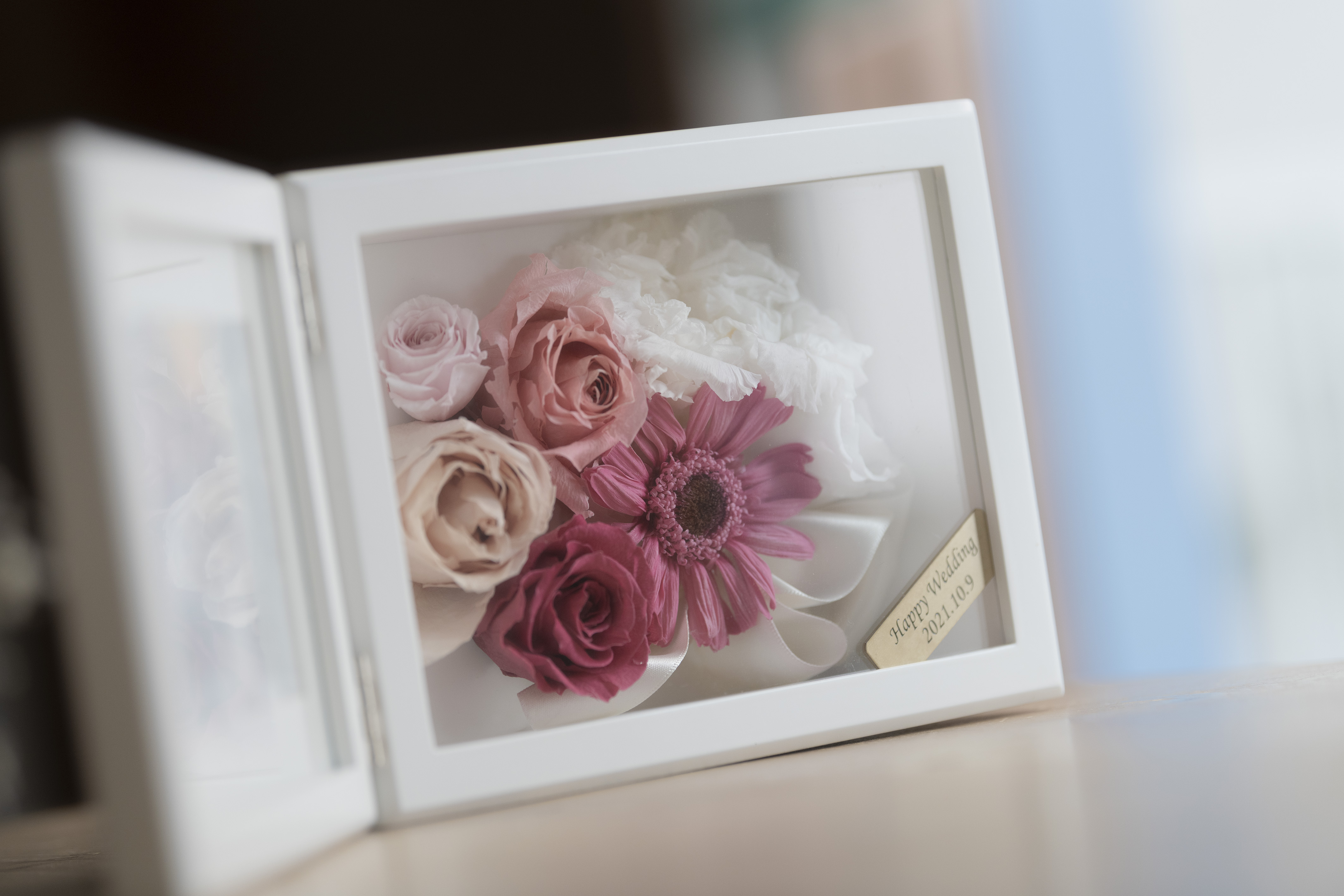 花の保存・横長フォトフレーム3花程度デザイン