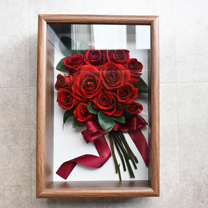 花の保存・４～6本おすすめウッド調大フレームブラウン色