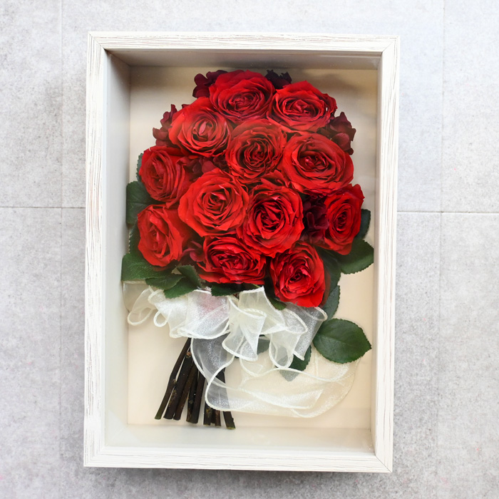 花の保存　6-12本おすすめシャビー大フレームクリーム色