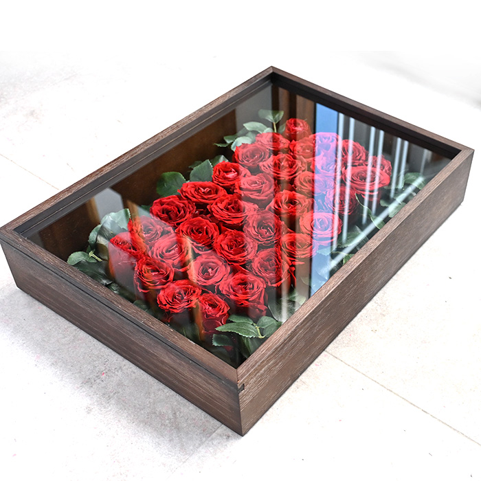 花の保存・5cm直系バラ30花程度おすすめブラウン特大フレーム