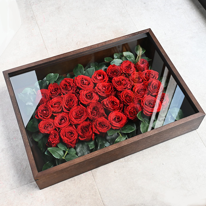 花の保存・5cm直系バラ30花程度おすすめブラウン特大フレーム