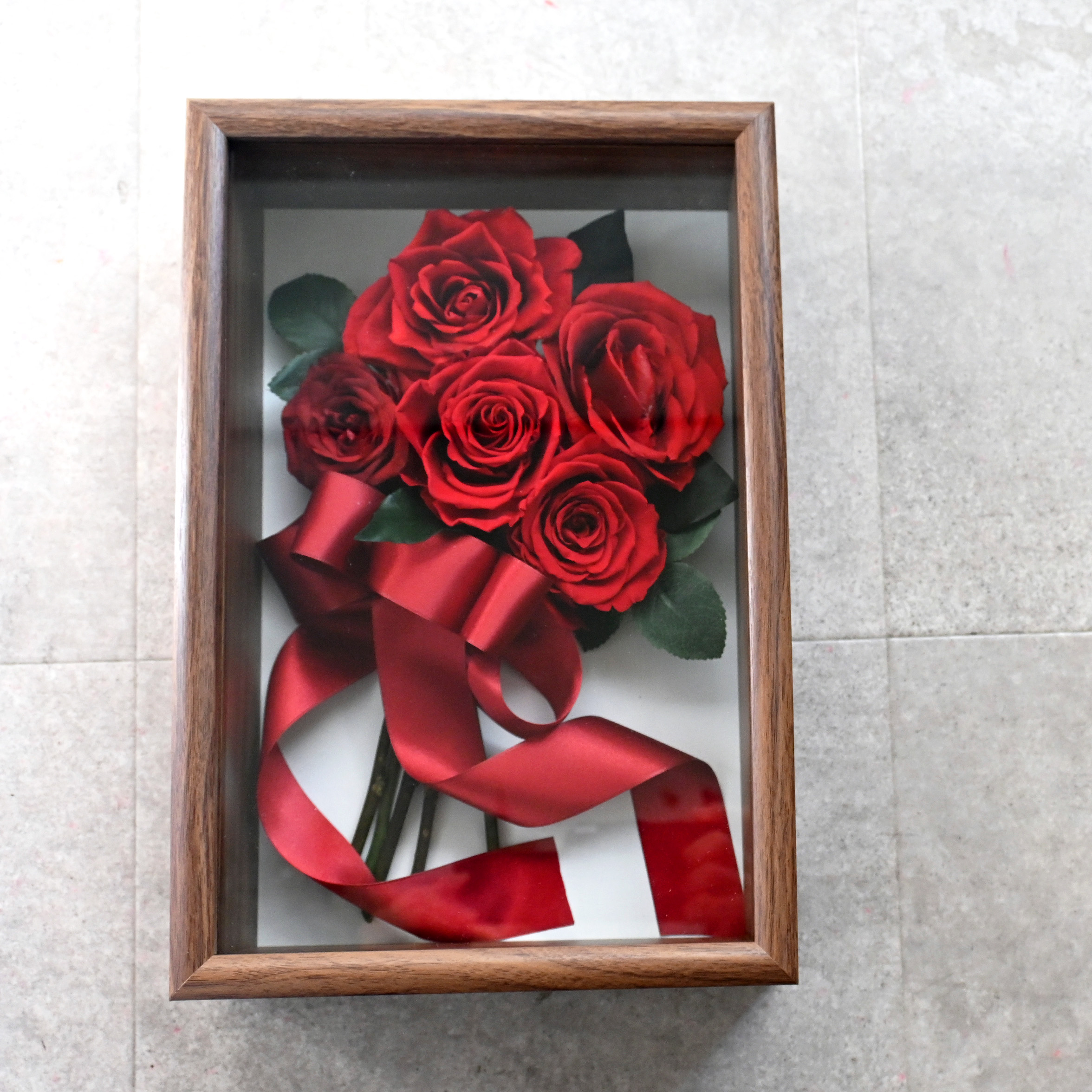 花の保存・４～6本おすすめウッド調大フレームブラウン色