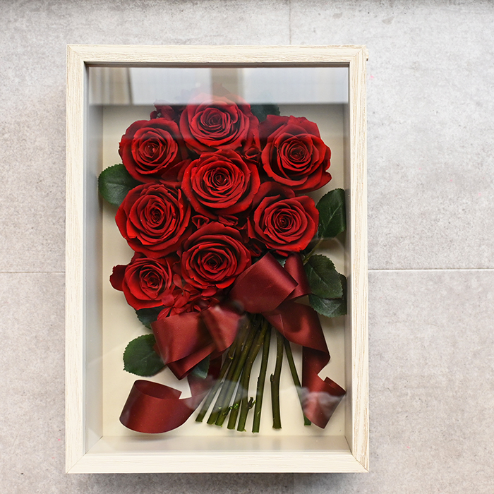 花の保存　7-12本おすすめシャビー大フレームクリーム色