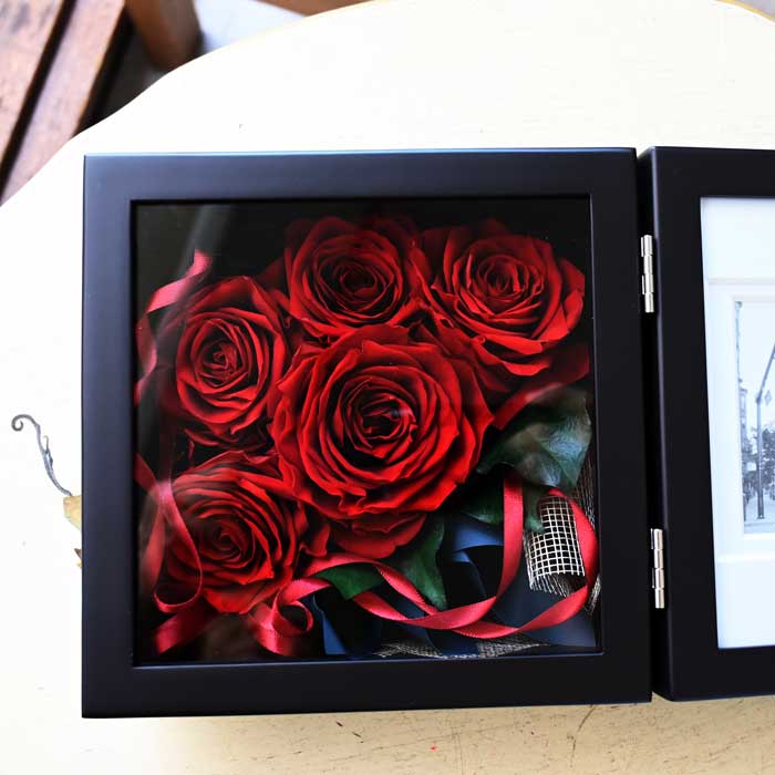 花の保存・6~12花おすすめ木製正方形フォトフレームブラウン