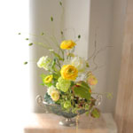 光触媒アートフラワー・黄色のラナンキュラス(造花)H72cm横幅50cm