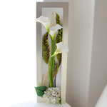 光触媒アートフラワー・モダンホワイトグリーン(造花)H80cm×横幅14cm