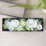 光触媒アートフラワー(造花)・【完売】　白い花ボックス長さ25cm横幅8cm厚み8cm