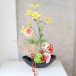 光触媒アートフラワー・和モダン扇子(造花)H50〜55cm横幅45cm