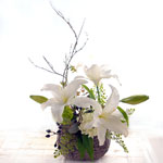 光触媒アートフラワー・ホワイトカサブランカ(造花)H70cm×W40cm